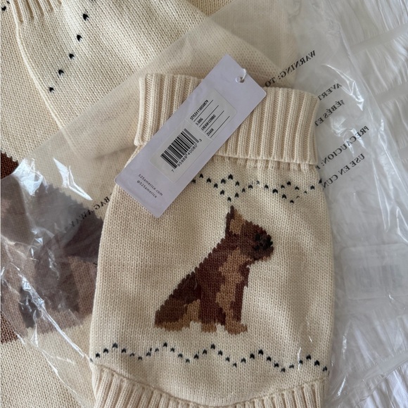 EMILIA: 100% COTTON FRENCHIE CARDIGAN & FRENCHIE INTARSIA COTTON DOG SWEATER - Picture 7 of 8